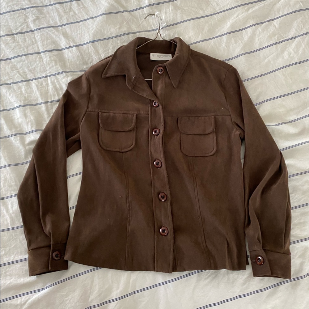 Brown button up shirt jacket